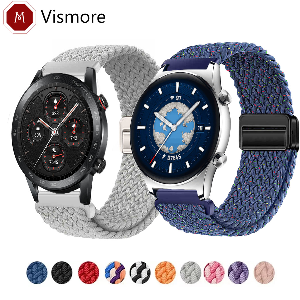 ไนลอนแม่เหล็กทอสําหรับ Honor นาฬิกา GS 4 3 Pro Magic 2 46 มม.Huawei Watch Buds GS3 GS4 Breathable สร้อยข้อมือนาฬิกา Loop Band Velcro Watchband