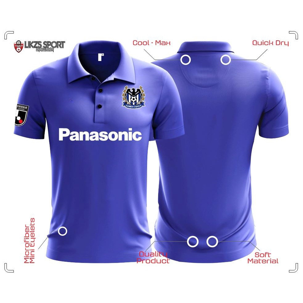 LIKZS X Gamba โอซาก้า Fc Travel Jersey DX3-P ฟุตบอลโปโลญี่ปุ่น J League Baju Berkolasepak ทีมสวมใส่เ