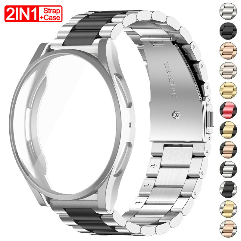 Band + สําหรับ Samsung Galaxy นาฬิกา 7 6 5 4 44/40 มม. 6/4 Classic 43/47/46/42 มม. สร้อยข้อมือสแตนเลส TPU สายนาฬิกา