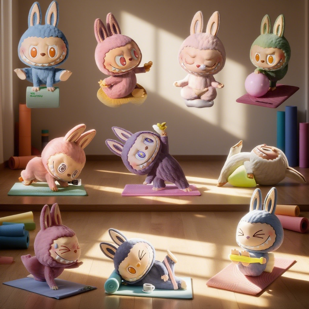 POPMART LABUBU Lazy Yoga Series Mystery Box ของขวัญเล่นฟิกเกอร์อินเทรนด์