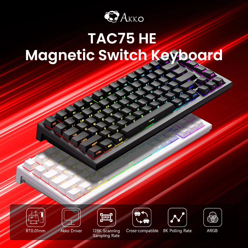 Akko TAC75 HE Mechanical Keyboard 75% Magnetic Switch Wired 8k Professional Keyboard for Esports Gam