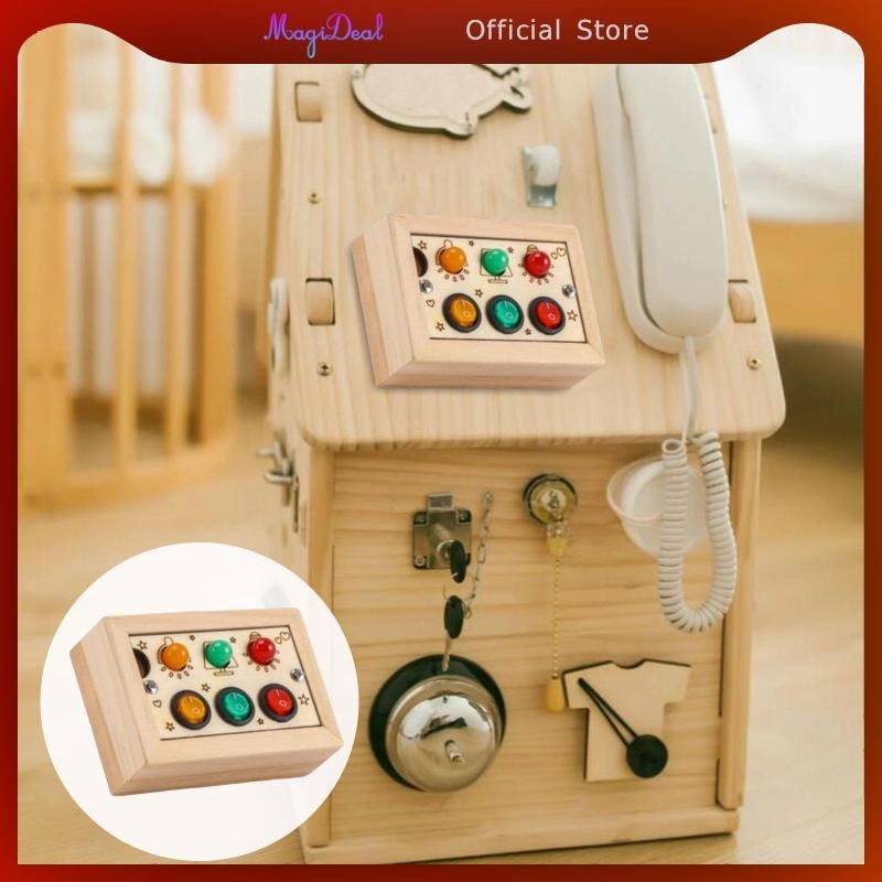 MagiDeal ไฟสวิทช์ Busy Board Sensory ของเล่น Early Educational Development แผงควบคุมไม้สําหรับกิจกรรมของขวัญวันเกิดก่อนวัยเรียน