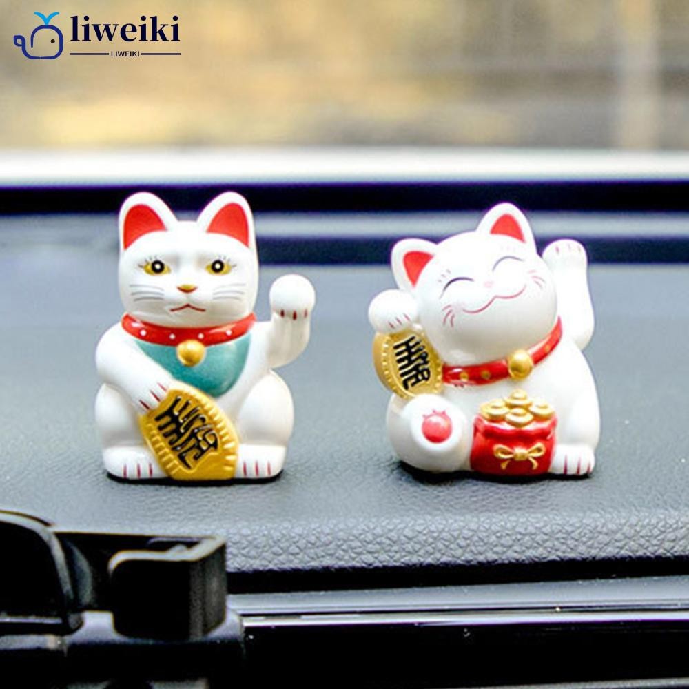 LIWEKI 2 นิ้ว Miniature พลังงานแสงอาทิตย์ Lucky Cat เครื่องประดับรถยนต์ Shop ตกแต่งความมั่งคั่งและคว