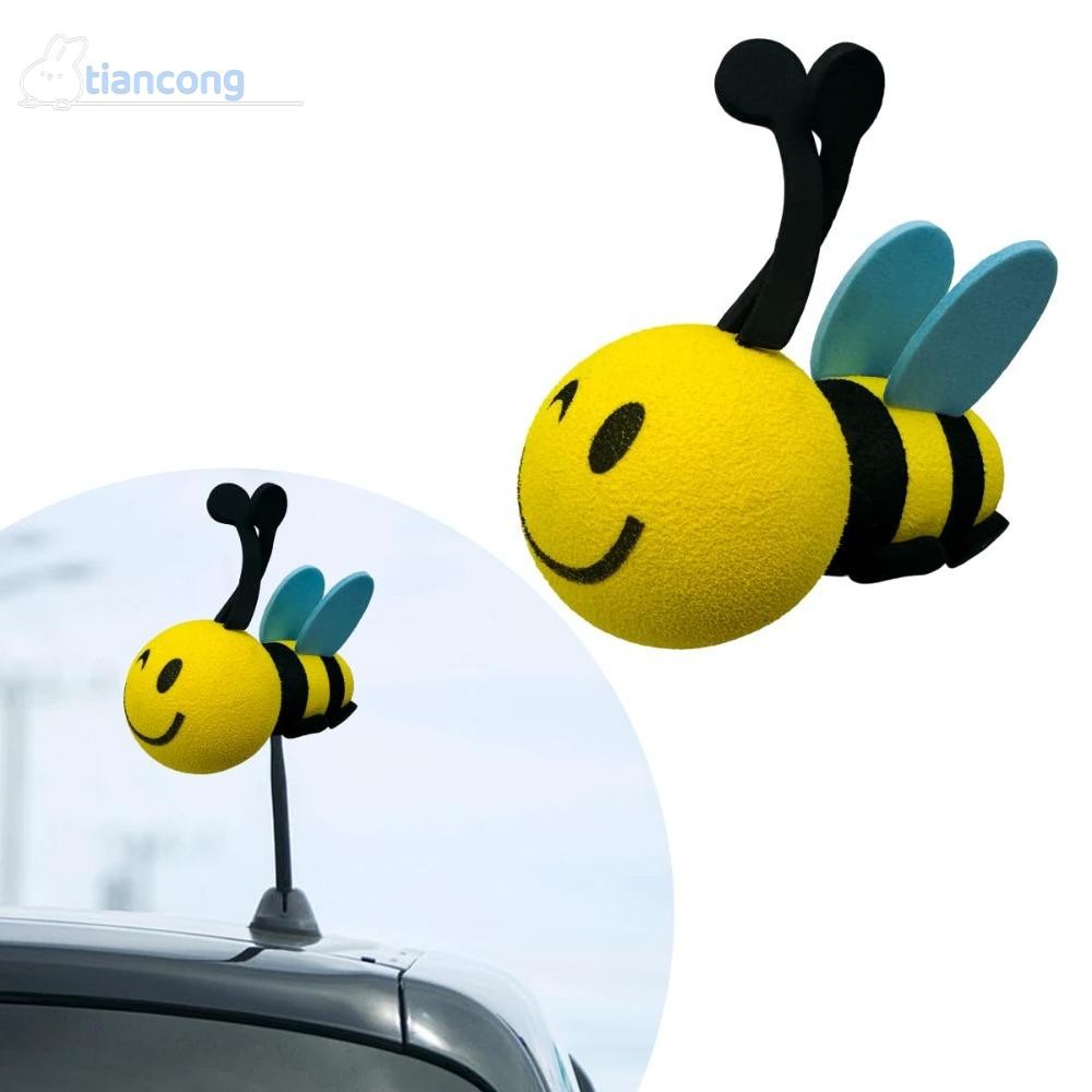 TIANCONG Honey Bee Car Antenna Toppers, Halloween Bumble Bee Car Bat Antenna Toppers, Happy Face Car