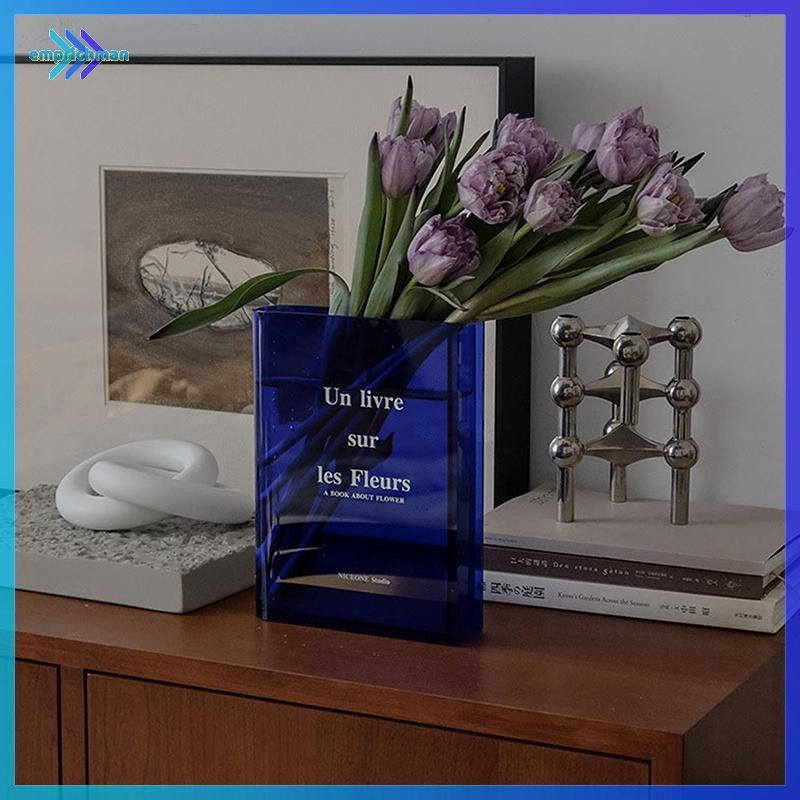 EPMN> หนังสือโปร่งใสอะคริลิคแจกันหนังสือใสสําหรับดอกไม้ INS แจกันตารางตกแต่งบ้าน Hydroponic Desktop การจัดดอกไม้ใหม่