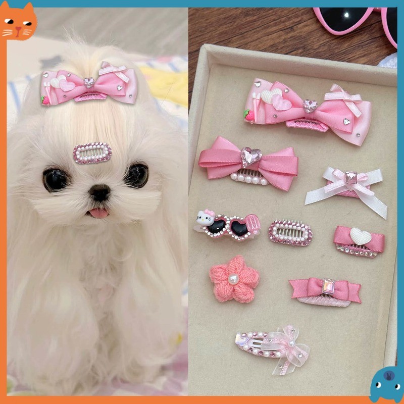 Pet Cute Bow สแตนเลส BB กิ๊บติดผมสําหรับสุนัข กิ๊บติดผมอ่อนโยนสําหรับ Malte Yorkie Teddy ลูกสุนัขและลูกแมว