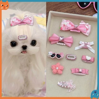 Pet Cute Bow สแตนเลส BB กิ๊บติดผมสําหรับสุนัข กิ๊บติดผมอ่อนโยนสําหรับ Malte Yorkie Teddy ลูกสุนัขและลูกแมว