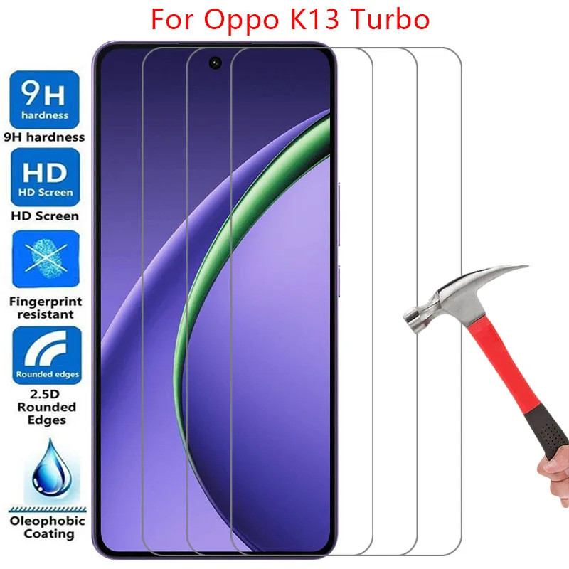 ตัวป้องกันหน้าจอสําหรับOppo K13 Turbo Proกระจกนิรภัยป้องกันฟิล์มขอบสีดํา