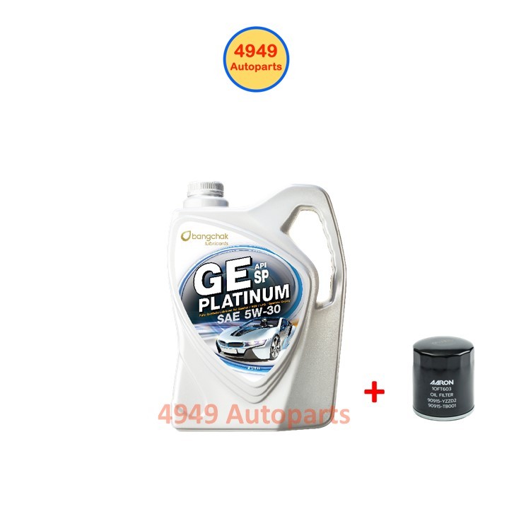 น้ำมันเครื่อง Bangchak บางจาก เบนซิน สังเคราะห์แท้ GE PLATINUM 5W-30 5W30 4L.