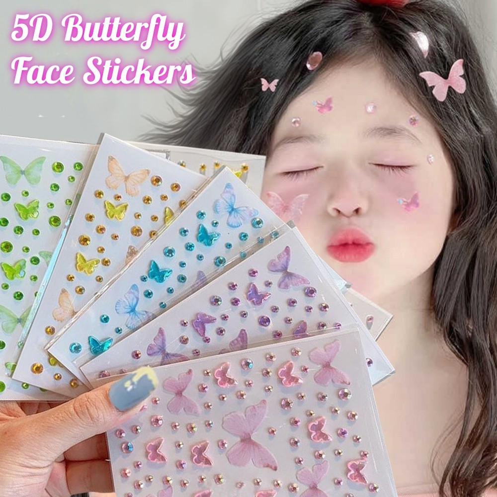 สติกเกอร์อัญมณี 5D Tulle เพชรสีคริสตัล แบบ.self-adhesive สำหรับ DIY Tattoo บนผมและใบหน้า
