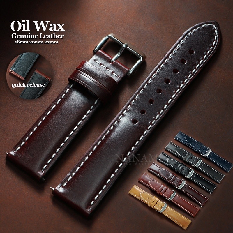 วินเทจน้ํามันขี้ผึ้งสายนาฬิกาหนังแท้18มิลลิเมตร20มิลลิเมตร22มิลลิเมตรสากลที่วางจําหน่าย หนังวัว สร้อยข้อมือธุรกิจผู้ชายผู้หญิงสายนาฬิกาข้อมือ