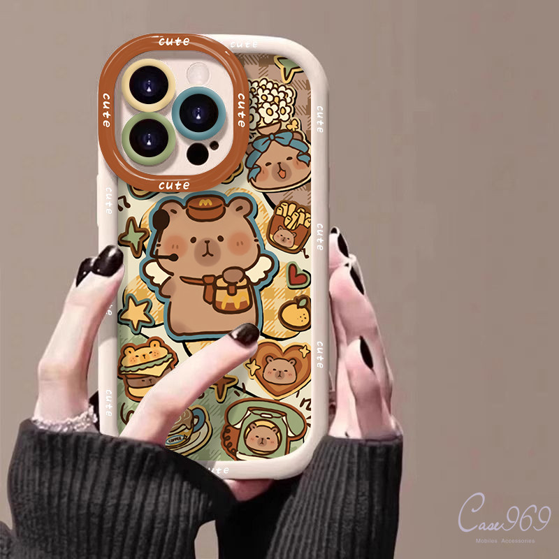 เคส Realme C25 C53 C67 C55 C51 C21 C20 C11 C30 5G 5 C35 Narzo 50A 30A 60X 20A Note 50 การ์ตูนน่ารักcapybaraปกบัตเตอร์ - รูปที่ 3