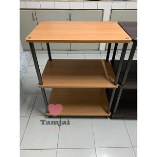 ชั้นวางของอเนกประสงค์ 3ชั้น ไม้ปาร์ติเกิ้ล N43 เสาเหล็กหนา แข็งแรง รองรับได้ถึง 40กิโลกรัม tj99