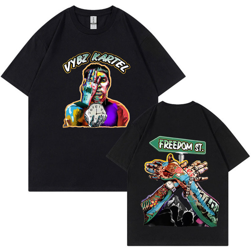 เสื้อยืดบุรุษสไตล์ Gothic และ Harajuku แบบแขนสั้น อารมณ์ขันและคุณภาพสูง จากอัลบั้มใหม่ของ Rapper Vyb