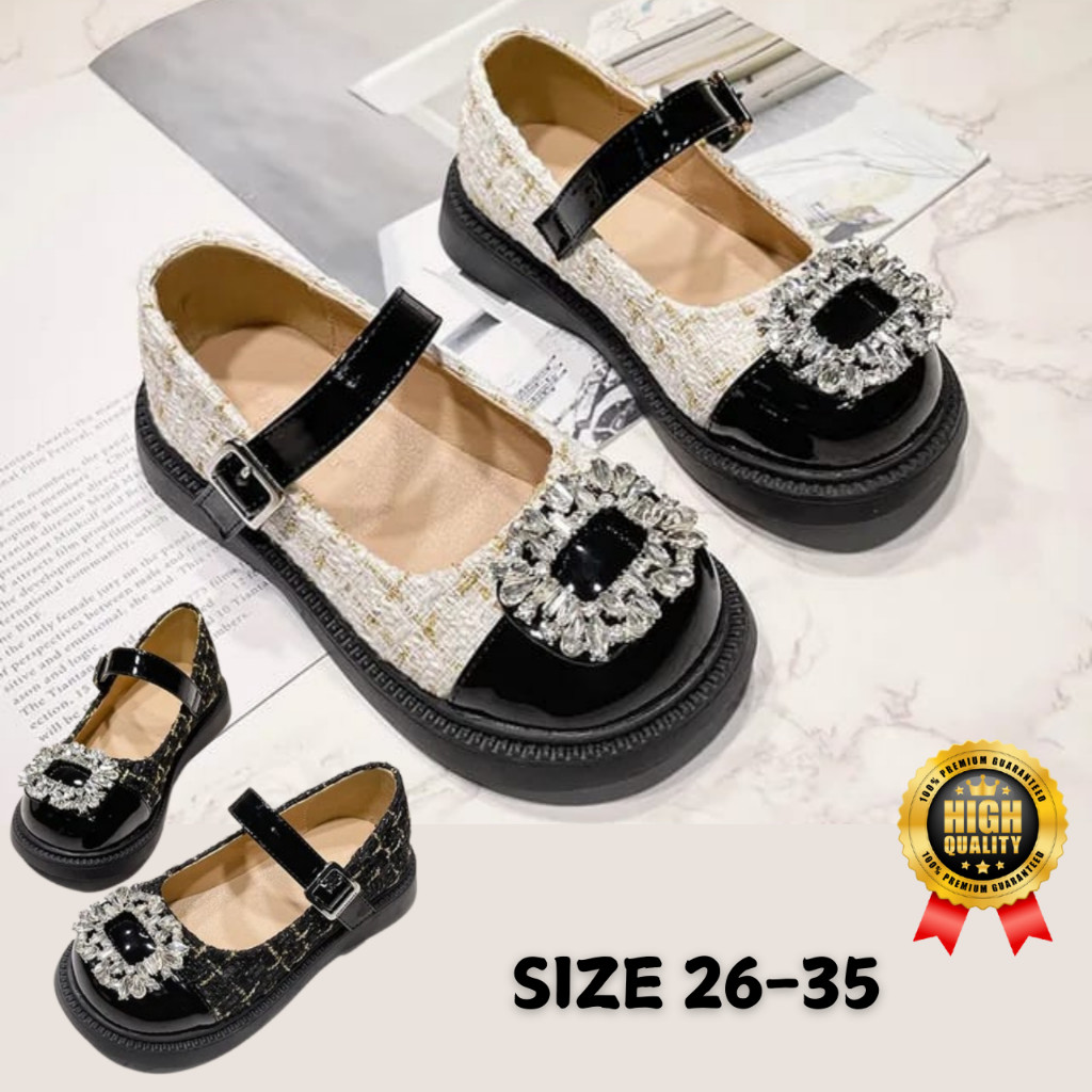 รองเท้าเด็ก.28- ใหม่ล่าสุด GIRLS SHOES DOCMART MODEL GEM RING SIZE 26-35 ANTI-SLIP VIRAL KNITTED MAT