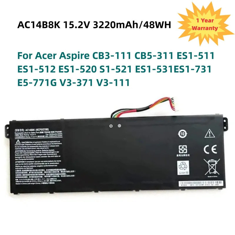 AC14B8K AC14B3K Battery For Acer Aspire CB3-111 CB5-311 ES1-511 ES1-512 ES1-520 S1-521 ES1-531ES1-73