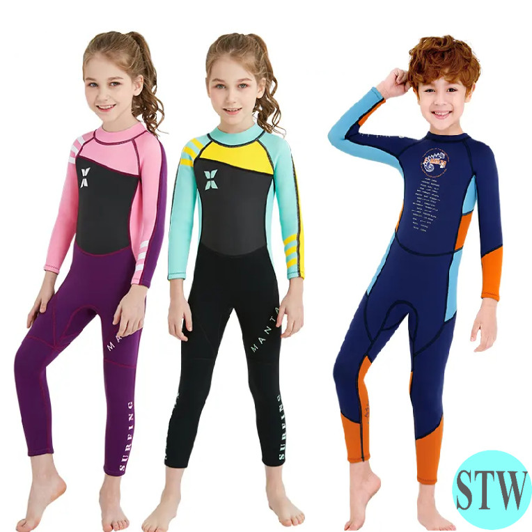 Kids Wetsuits 2.5mm Diving Wetsuit Neoprene Wetsuit Warm Full Body Back Zipper Wetsuit Kids Swimming