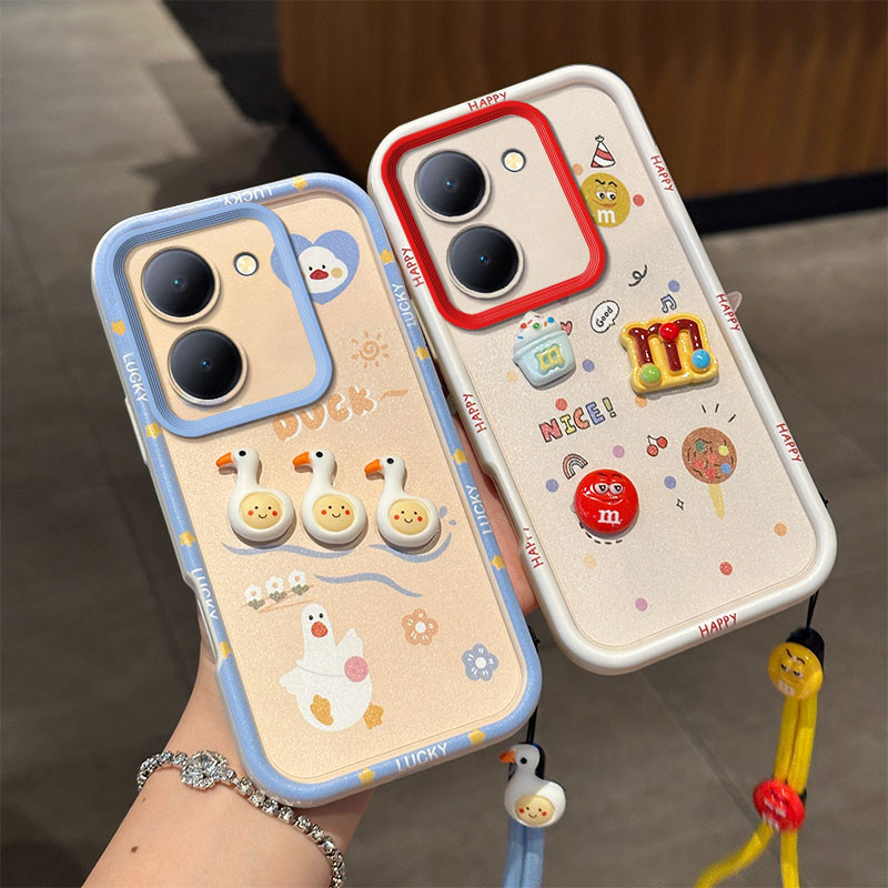 เคสโทรศัพท์สุภาพสตรีสไตล์กันกระแทกรวมทุกอย่างขอบซิลิโคนเทป Lanyard vivo y05 y11d y21d y31d y27 y27s 