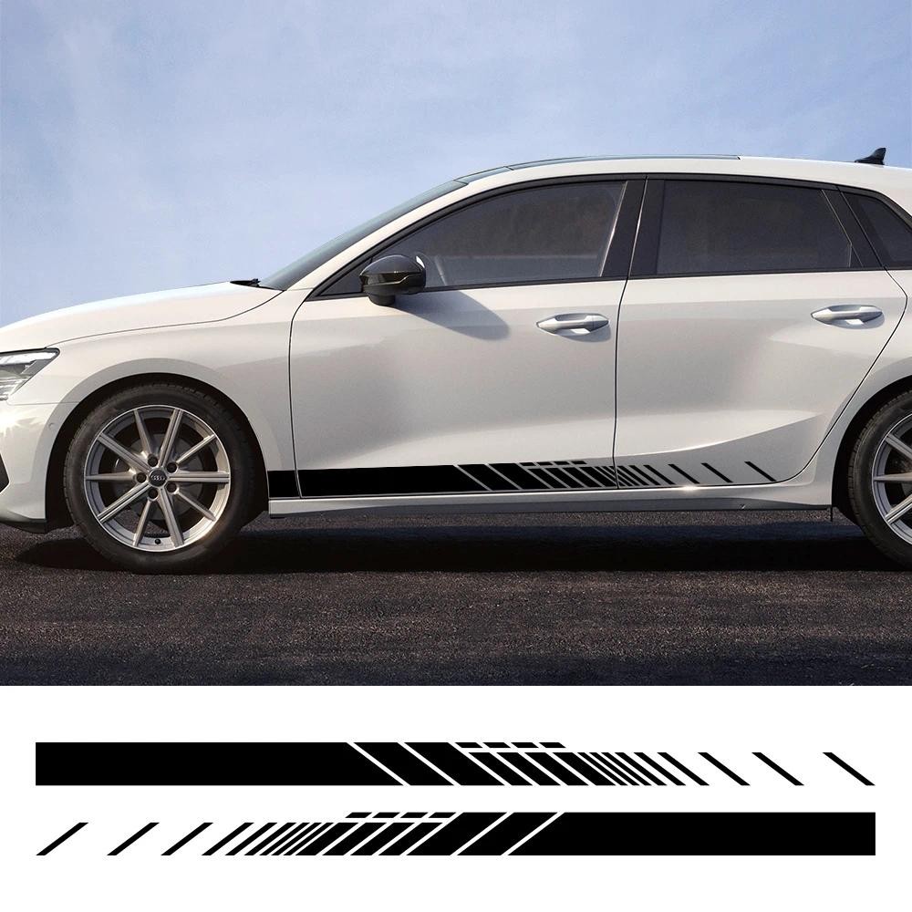 2PCS รถด้านข้างลายด้านข้างสติกเกอร์สําหรับ Audi A3 8V 8P 8Y 8L ซีดาน TFSI Sportback S3 RS3 Limousine