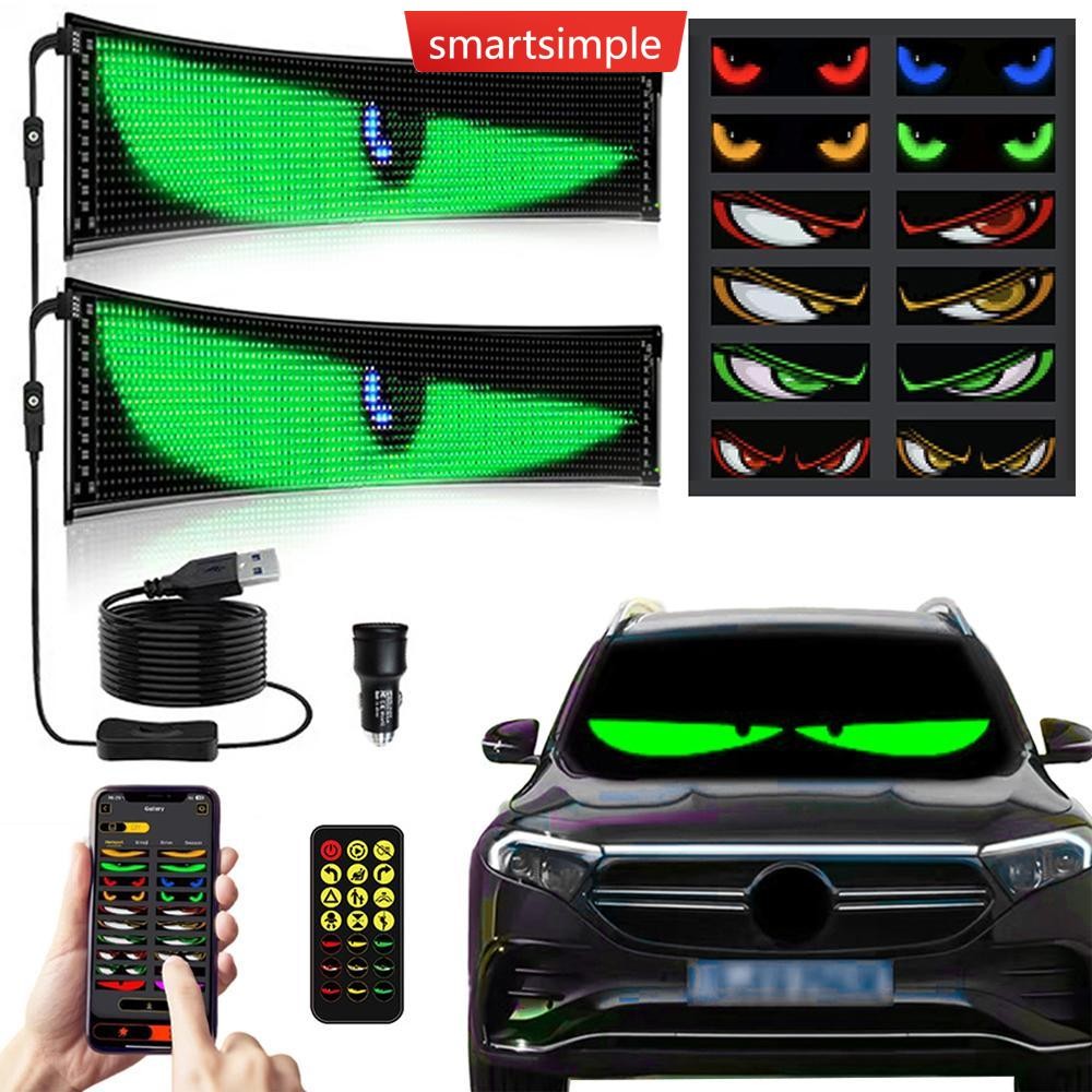 SMARTSIMPLE 2 ชิ้น Devil Eyes Light บลูทูธ APP ควบคุมกับ Car Charger DIY โปรแกรมยืดหยุ่นจอแสดงผล LED