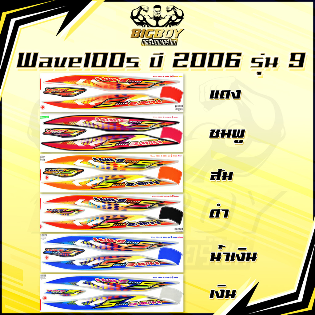 สติกเกอร์เวฟ100S ปี2006 รุ่น9 ( เงาฉ่ำ สีสดจัดเต็ม! ) สติกเกอร์ Wave100S ปี2006 รุ่น9 สติ๊กเกอร์เวฟ1