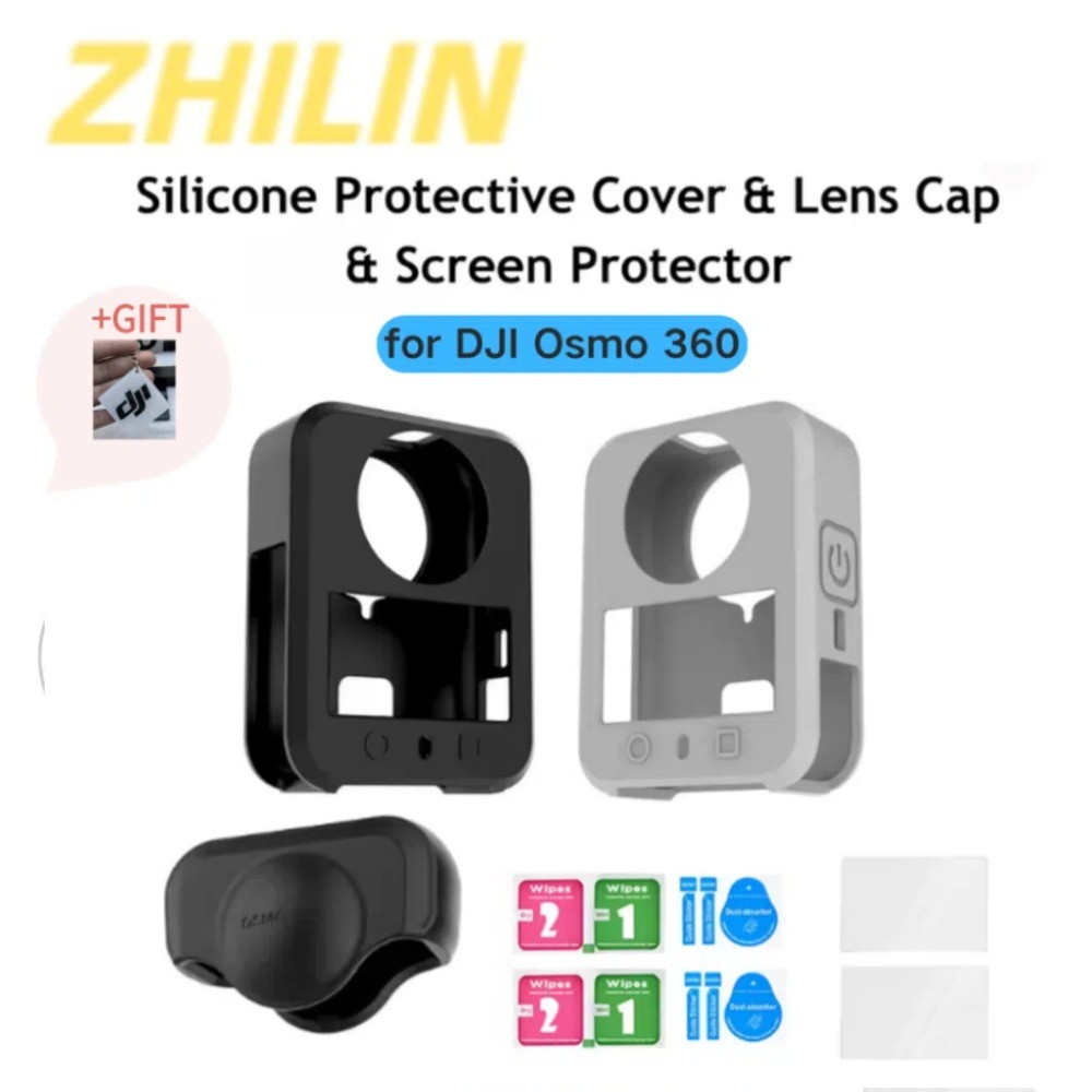 DJI Osmo 360 เคสซิลิโคนสําหรับ DJI Osmo 360 ฝาครอบยางเลนส์ผิวปกป้องหน้าจอ Anti-scratch Full Body Protector Sleeve DJI Osmo 360 Action อุปกรณ์เสริมสําหรับกล้อง