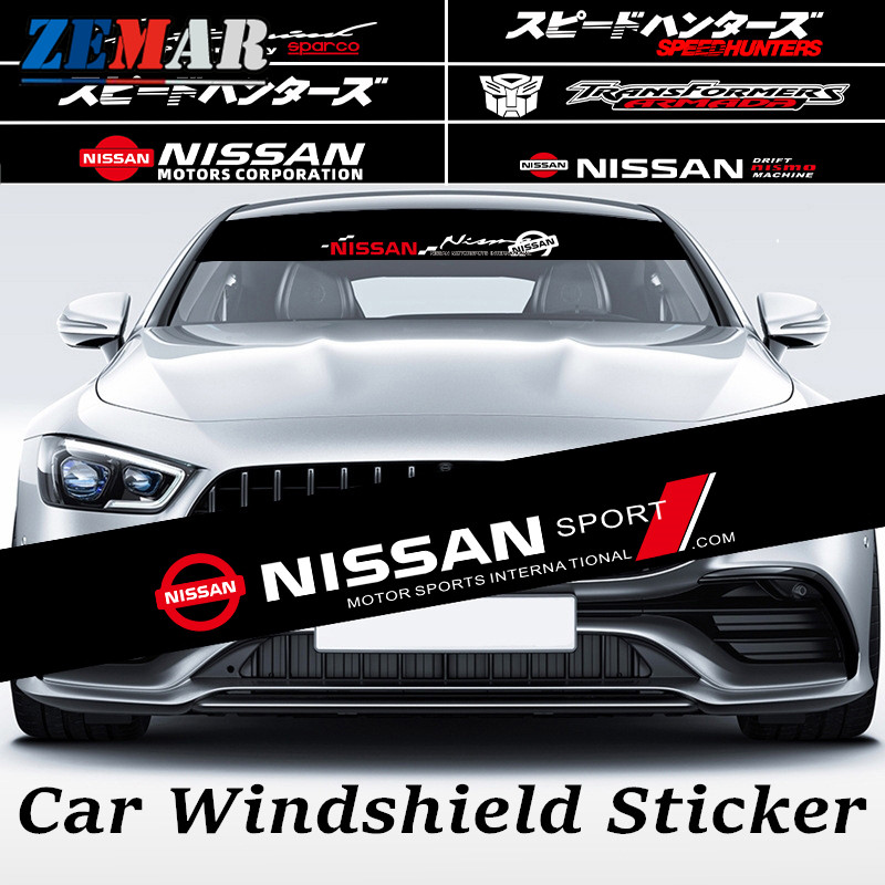 Nissan รถด้านหน้าด้านหลังหน้าต่างสติกเกอร์กระจกรถยนต์ Decal กันน้ําบังแดดรถแบนเนอร์สําหรับ Almera Grand Livina Sentra Serena C27 Xtrail Terra Navara Teana Leaf Syl