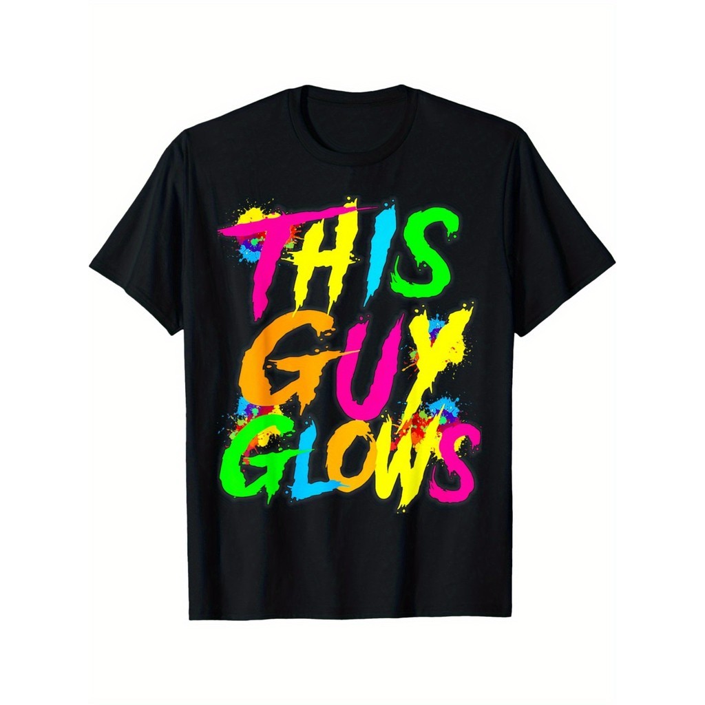 KATUN สีดําสีขาวผู้ชายเสื้อยืดVINTAGE Design Tie-Dyeคําคมที่มีสีสันLets Get Wild & Glow