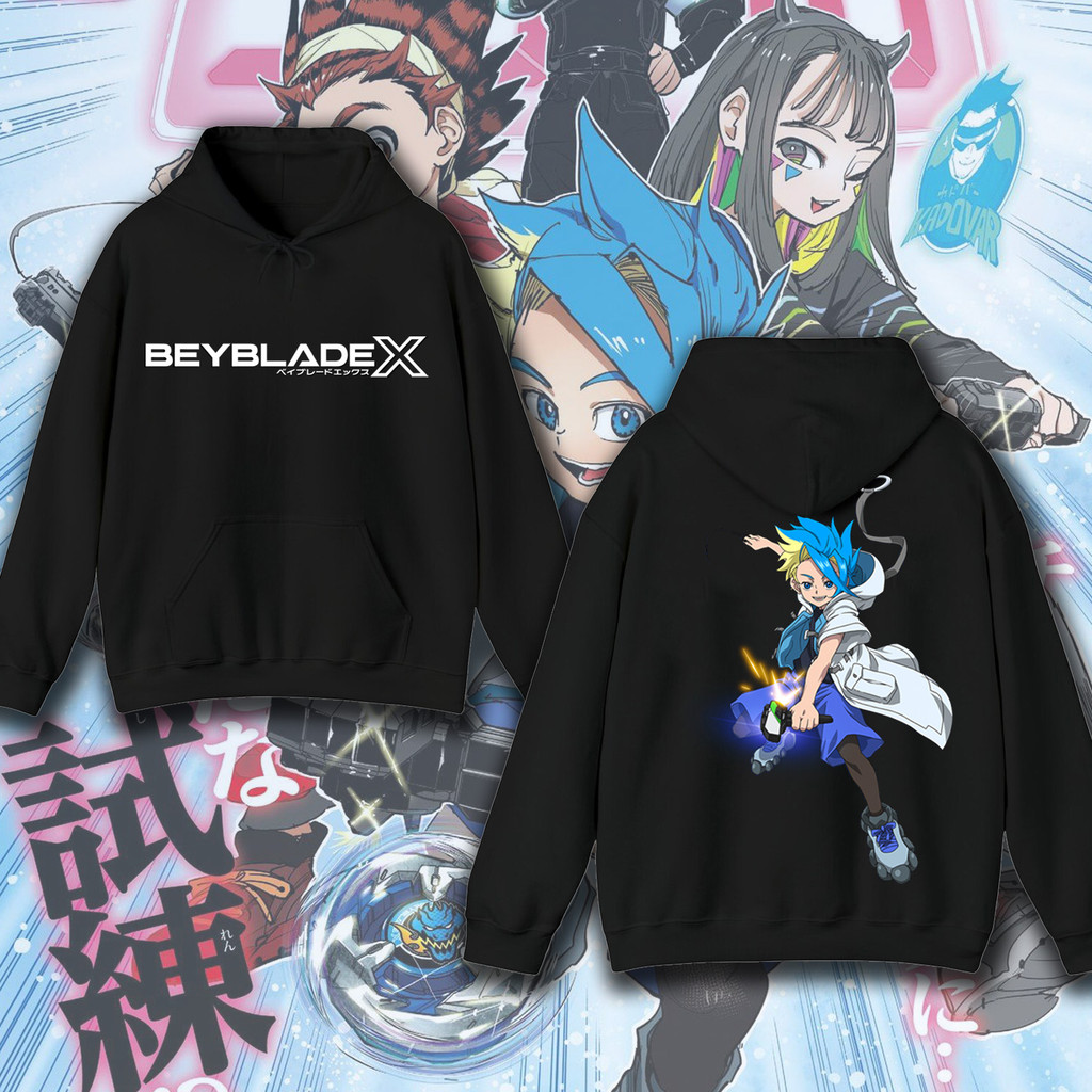 M-3XL  Beyblade X  Kurosu Ekusu Jaxon Cross อะนิเมะ Hoodie สองด้านพิมพ์ผู้ใหญ่ Hoodie สบายผ้าฝ้าย #3