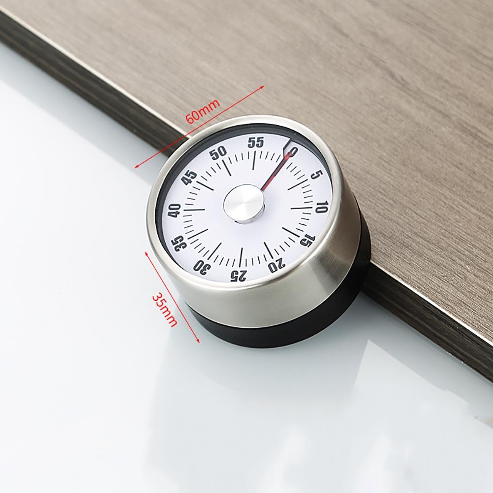 Stainless Steel Mechanical Timer Kitchen Timer Reminder Student Study Timer Alarm Clock with