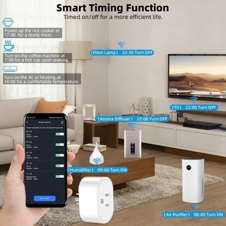 GOOJODOQ Wifi ปลั๊กอัจฉริยะพร้อมซ็อกเก็ตควบคุม APP Adaptor US Wireless Outlet Power Charger Converter
