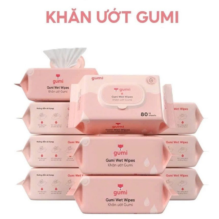 ผ้าเช็ดทําความสะอาดเปียก Gumi 1 แพ็ค 80 แผ่น/แพ็ค - ผ้าเช็ดทําความสะอาดเปียก GUMI ไม่มีแอลกอฮอล์ ไม่