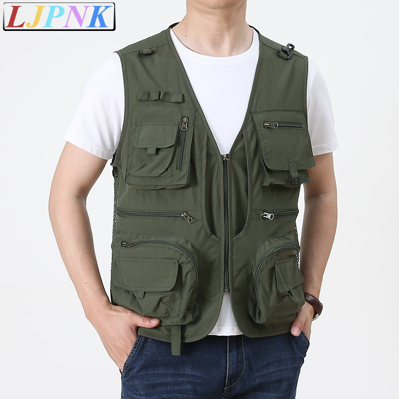 เสื้อกั๊กตกปลาสำหรับผู้ชาย - เสื้อแจ็คเก็ตแขนกุดมีหลากหลายกระเป๋า เหมาะสำหรับเดินป่า ตั้งแคมป์ และการถ่ายภาพ - รูปที่ 7
