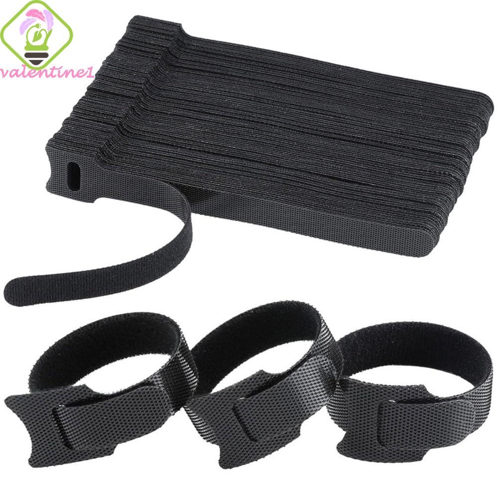 VALENTINE 50 ชิ้นไนลอน Fastening Cable Ties, สายรัด Hook Loop ปรับสายไฟ, 50 ชิ้นสายไฟ Organizer สาย 
