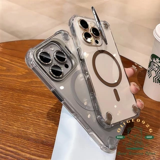 Anti drop อะคริลิคโปร่งใสวงเล็บแม่เหล็กเคสโทรศัพท์ iphone16 Pro Max 15 14 13 12 สําหรับ iPhone กรณีซิลิโคน soft shell TPU กันกระแทก