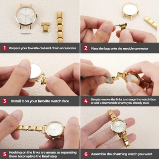 ⌚นาฬิกาข้อมือสแตนเลสสีทอง ออกแบบเหมือนดอกไม้ อิตาลีสไตล์ สายเรียวเหมาะสำหรับวงแขนขนาด 9 มิลลิเมตร