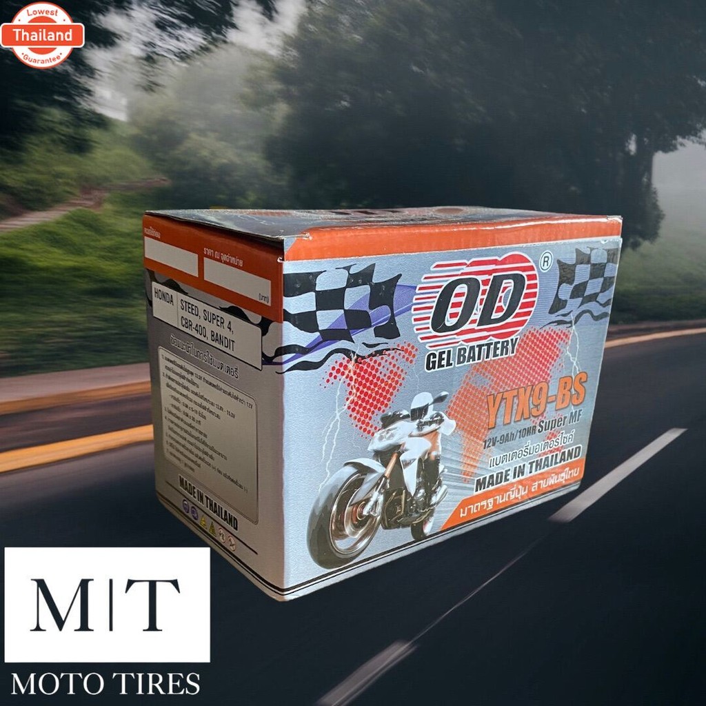 OD YTX9-BS 12V 9AH แตเตอรี่สำหรัรถจักรยานยนต์ CBR400, BANDIT, STEED