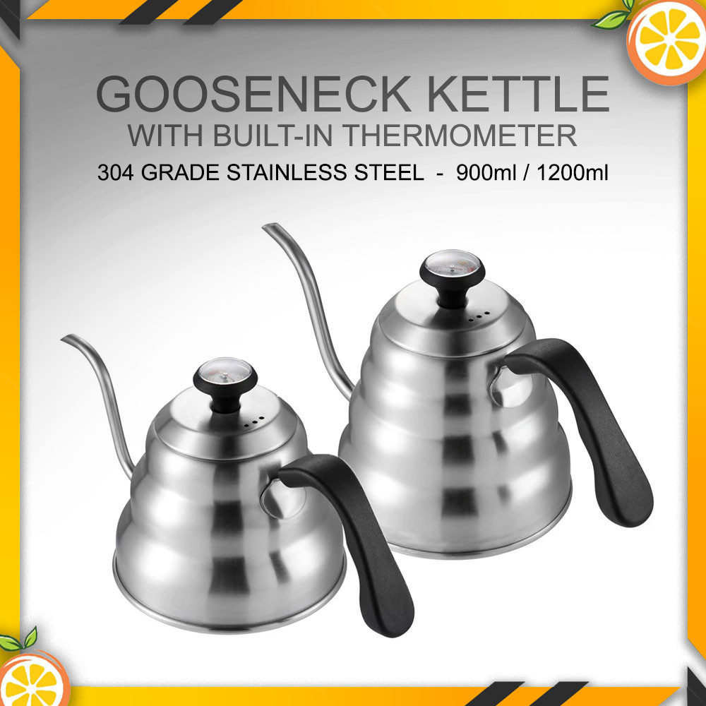 กาต้มน้ําคอห่านพร้อมเทอร์โมมิเตอร์ สแตนเลสเกรด 304 มัดพร้อมเตาไฟฟ้าขนาดเล็ก 500W / หม้อกาแฟคอห่าน Po