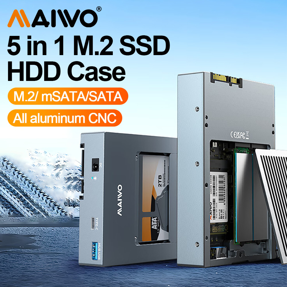 MAIWO M.2 SSD Enclosure NVMe NGFF MSATA PCIe M.2 SSD กรณี 2.5 "ภายนอก HDD กรณี USB HUB Docking Stati