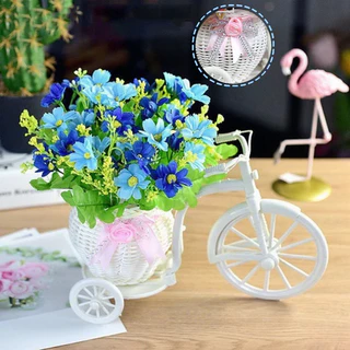 NEW กระถางจักรยาน พร้อมดอกไม้ปลอมสวยๆ ช่อดอกเปลี่ยนได ล้างน้ำ การตกแต่ง