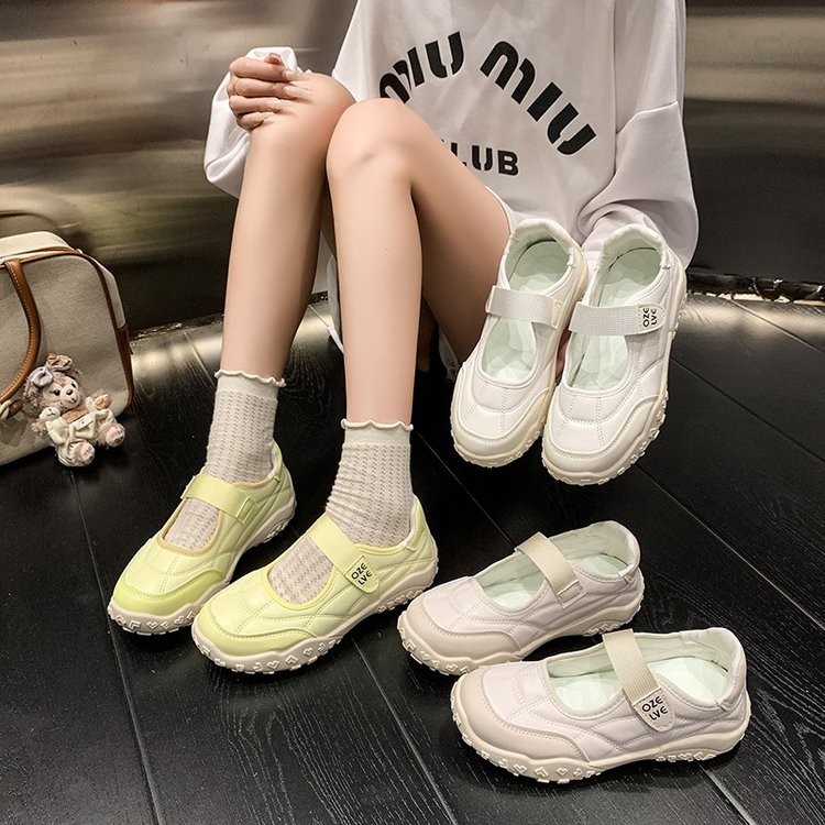 Loafer มารีเจินแบบใหม่ ดีไซน์ breathable และ anti-slip สายวีลโคร พื้นรองเท้าหนา ใส่สบาย เหมาะสำหรับนักเรียนและกิจกรรมกลางแจ้ง