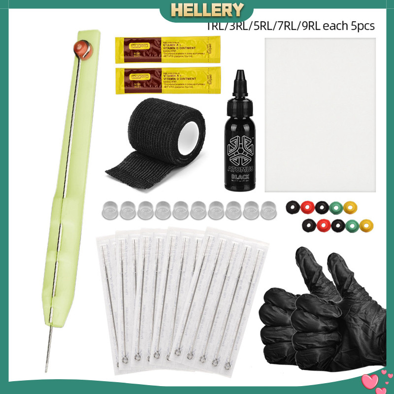 [HelleryPH] Miracle Shining Tattoo Hand Poke Pen Kit 25 1/3/5/7/9RL เข็มสีถ้วยอุปกรณ์