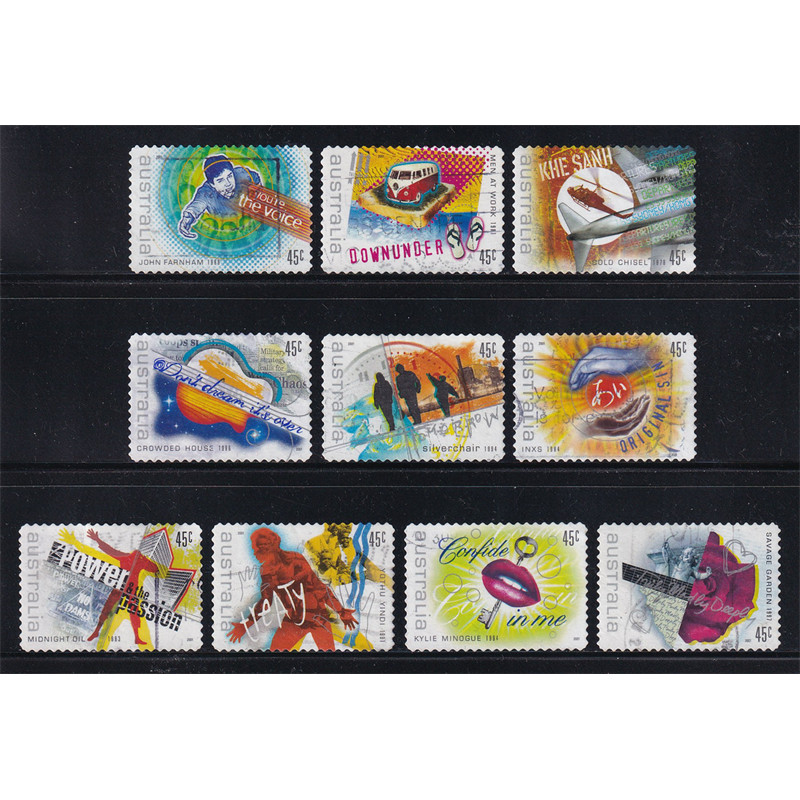 ชุดแสตมป์ไปรษณีย์ออสเตรเลีย 10 ชิ้น | ออสเตรเลีย - ร็อคออสเตรเลีย 2001 (10) | มือสอง/CTO