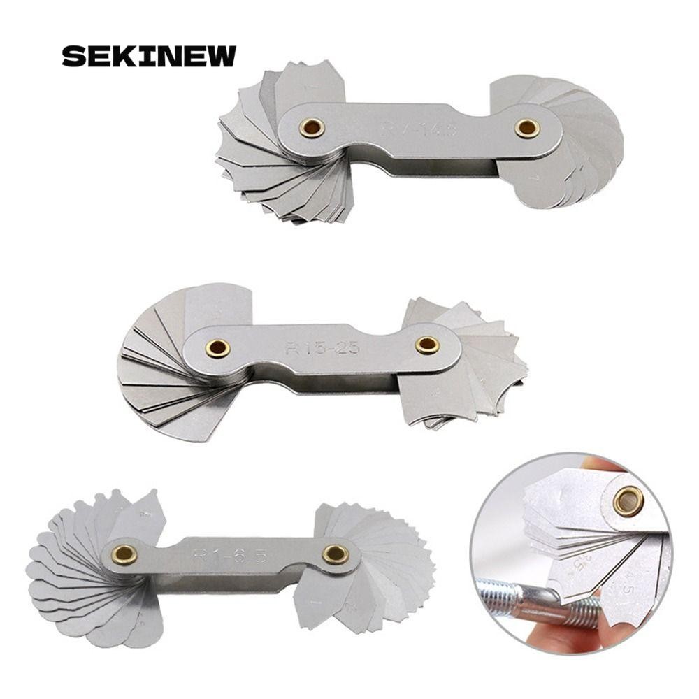SEKINEW 16 ชิ้น/เซ็ต Radius Gauge Radius Fillet Gauge สแตนเลสวัด Gage Sample R Gauge