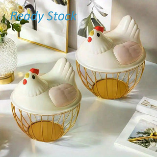 (Verdant) Egg Storage Basket Snack Fruit Basket Kitchen Storage Organizer Countertop Container Egg Storage Box Hen-Shaped Egg Holder
