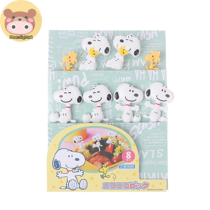 Moonlights1 8 ชิ้นสัตว์ส้อมผลไม้มินิการ์ตูนเด็กขนมเค้กขนมเลือกไม้จิ้มฟัน EN