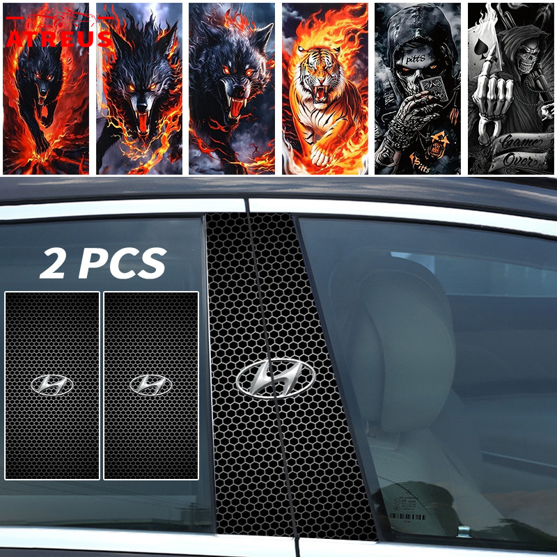 2ชิ้น Hyundai สติกเกอร์ติดเสาประตูรถยนต์ แผ่นติดเสาประตู สติกเกอร์ เสากลางหน้าต่าง B คอลัมน์สติกเกอร