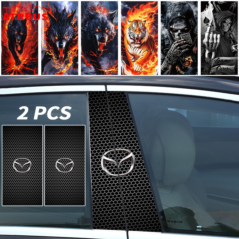 2ชิ้น Mazda สติกเกอร์ติดเสาประตูรถยนต์ แผ่นติดเสาประตู สติกเกอร์ เสากลางหน้าต่าง B คอลัมน์สติกเกอร์ 