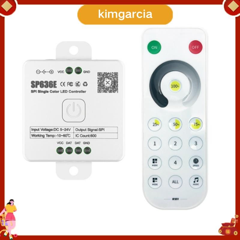 kimgarcia และ-SP636E SPI DC5-24v คอนโทรลเลอร์ขาวดําพร้อมรีโมทคอนโทรลรองรับรีโมทคอนโทรลสัมผัส 2.4G