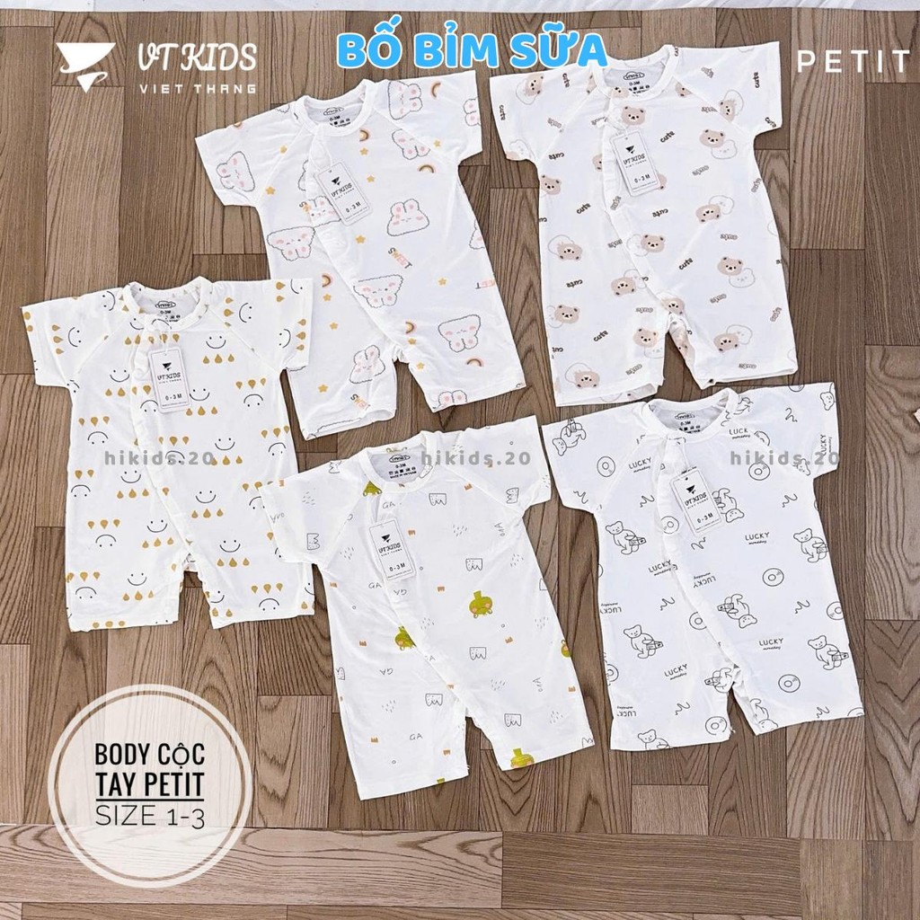 ชุดชุดบอดี้สูทแขนกุดยืดหยุ่น Petit VT 2/3 ชิ้นพร้อมปุ่มไขว้สําหรับทารกแรกเกิดนุ่มลื่นสําหรับเด็กชายแ